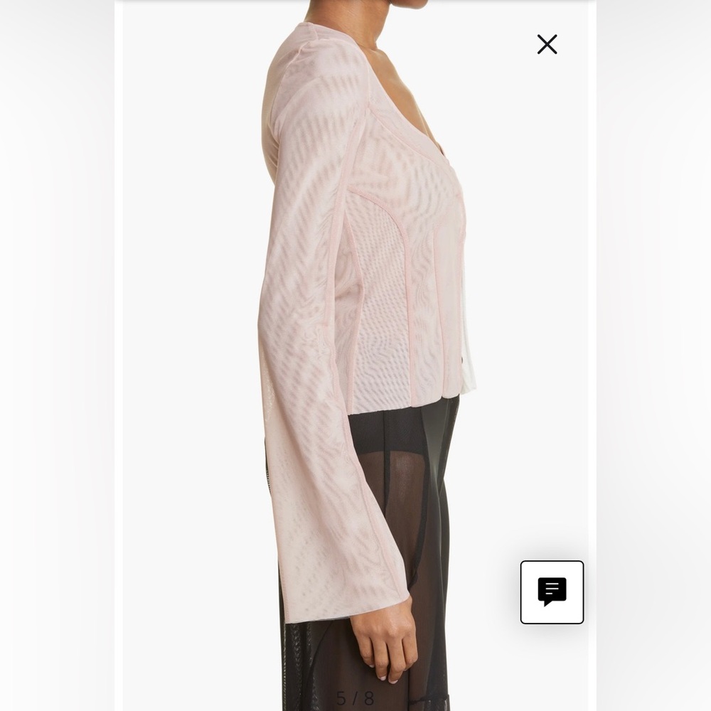 Kathryn Bowen Pulling Seamed Mesh Cardigan in Dusty Rose/Off White Size 6 - Picture 4 of 16